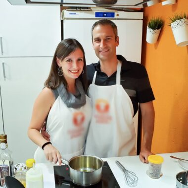 Maya taking cooking classes.