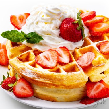 Coconut flour waffles on a plate.
