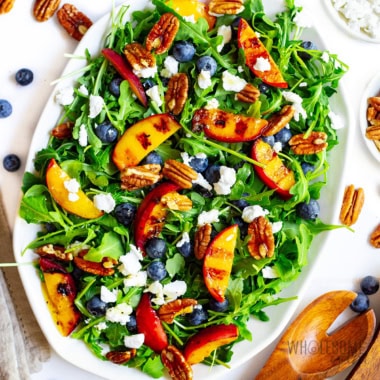 Peach salad on a platter.