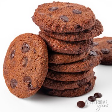Healthy chocolate cookies in a stack.