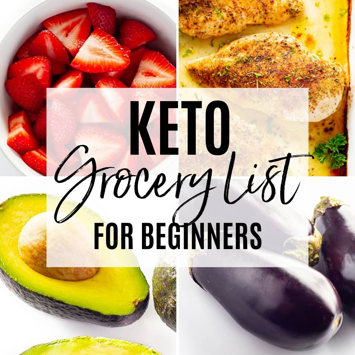 Keto grocery list for beginners collage.