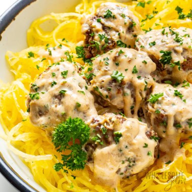 Swedish meatballs close up.